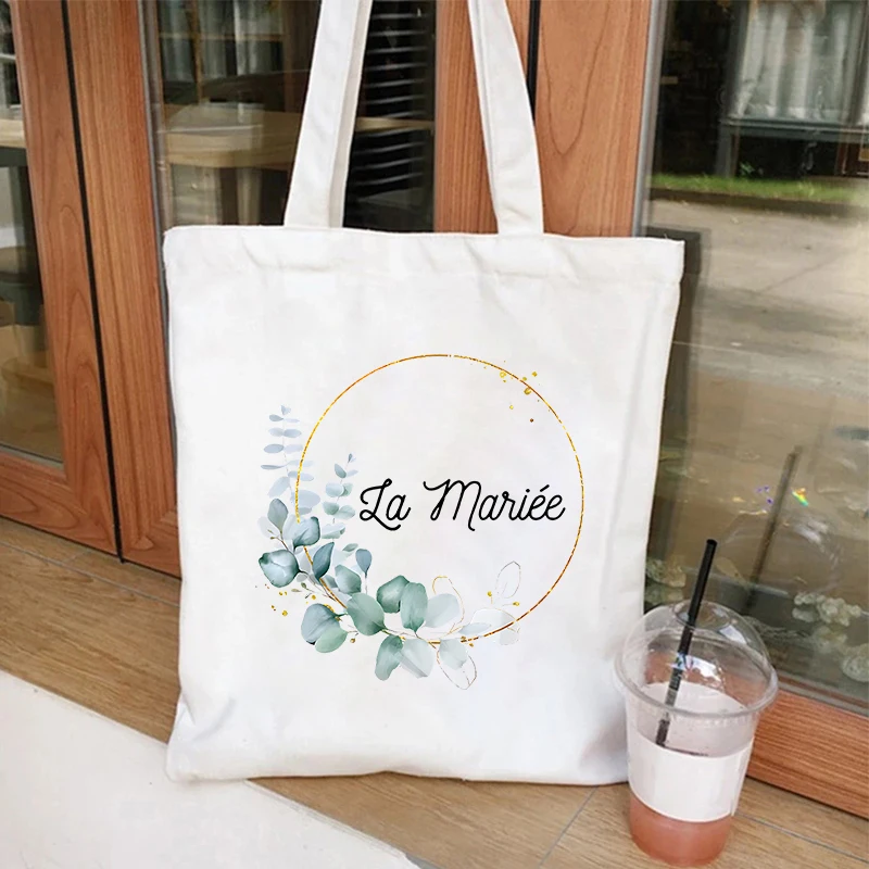 French Bridal Shower Wedding Shoulder Bags Girls EVJF Team Bride Squad Shopping Bag Bachelorette Party Tote Bag Single Farewell