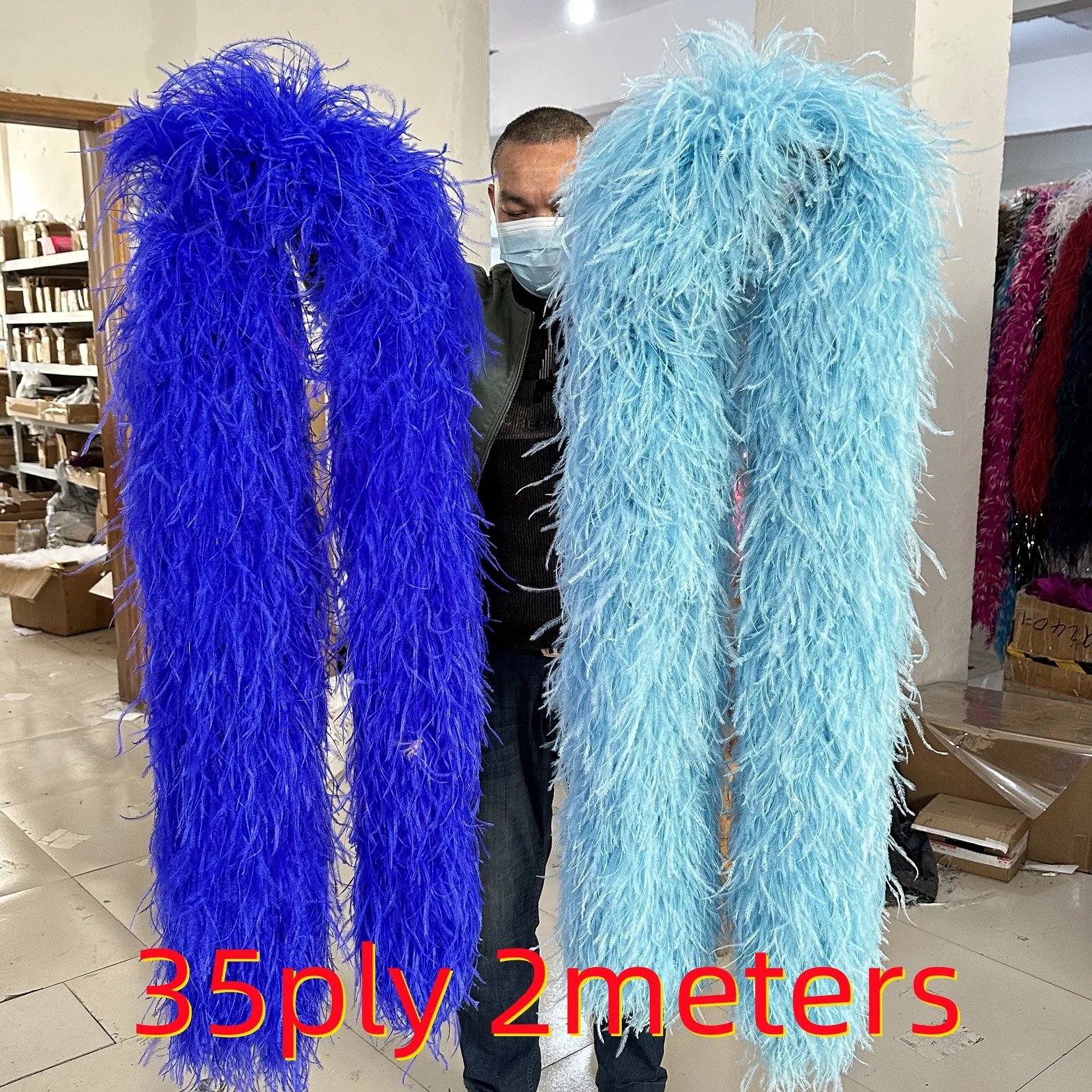 2&3Meter Feather Ostrich Boa Scarf 15 20 30 35ply Thick Christmas Maribu Shawl Craft for Wdeeing Party Dress Plume Decoration