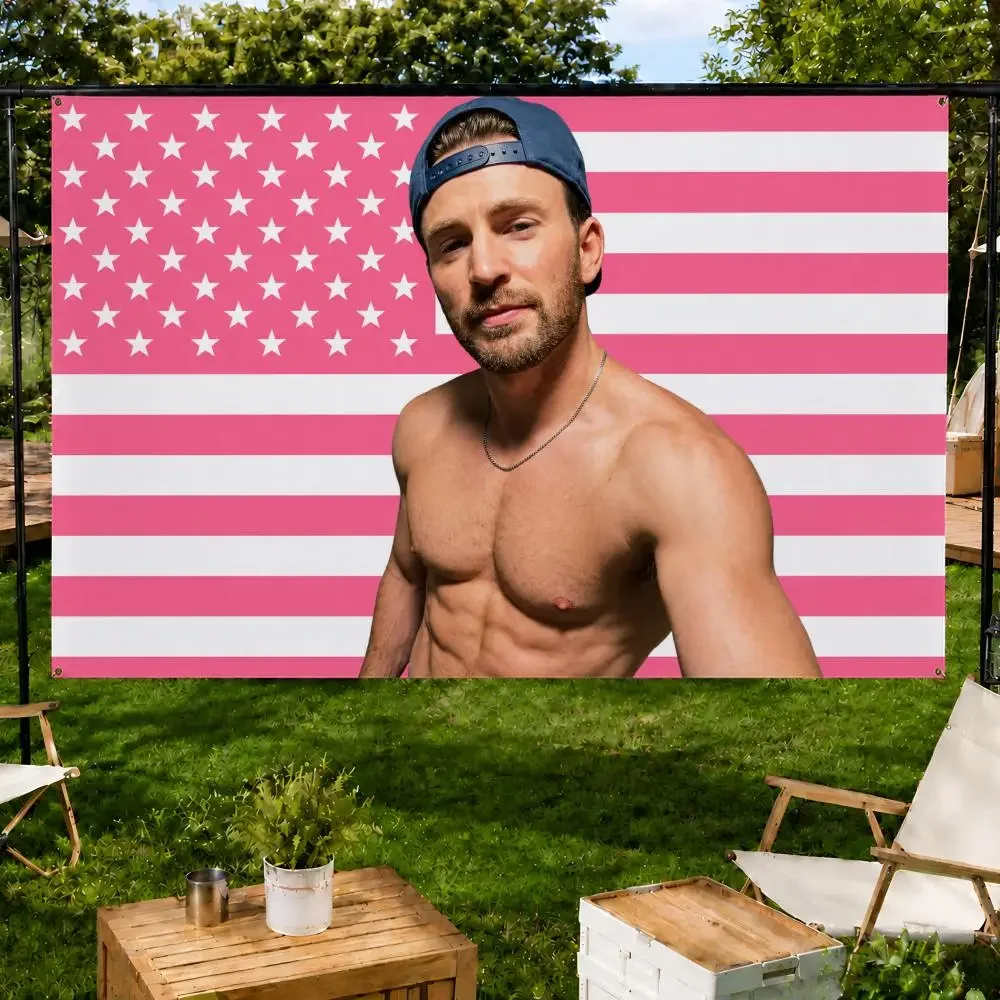 Actor C-Chris Evans Flags Fan support, home, dormitory, wall decoration, outdoor camping, party banners, gifts