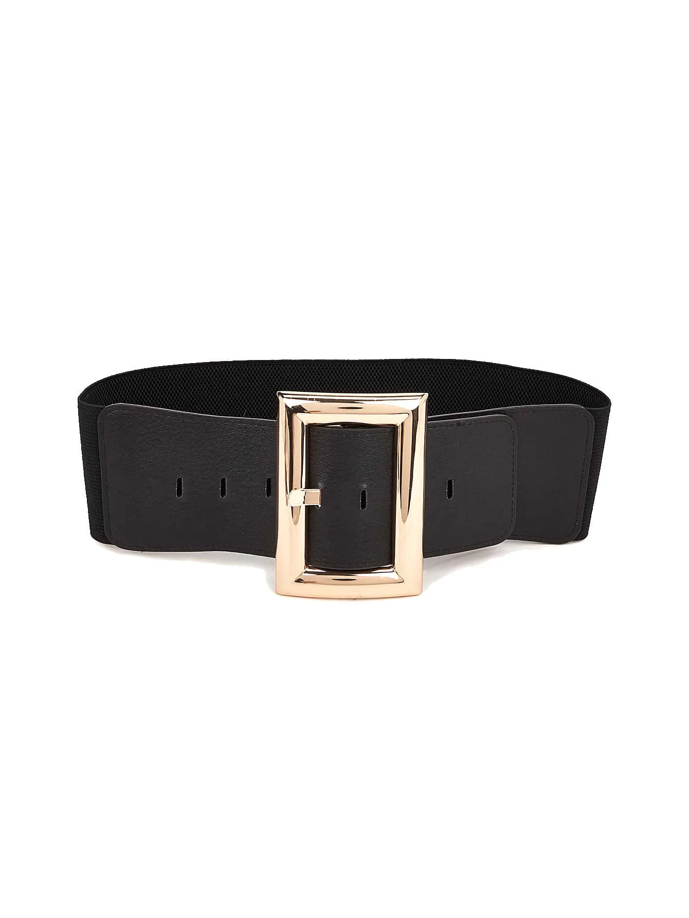 Wide Square Buckle Women's Elastic Waist Belt To Match Loose Fit Dresses, Coats, Sweaters, Trousers, Skirts