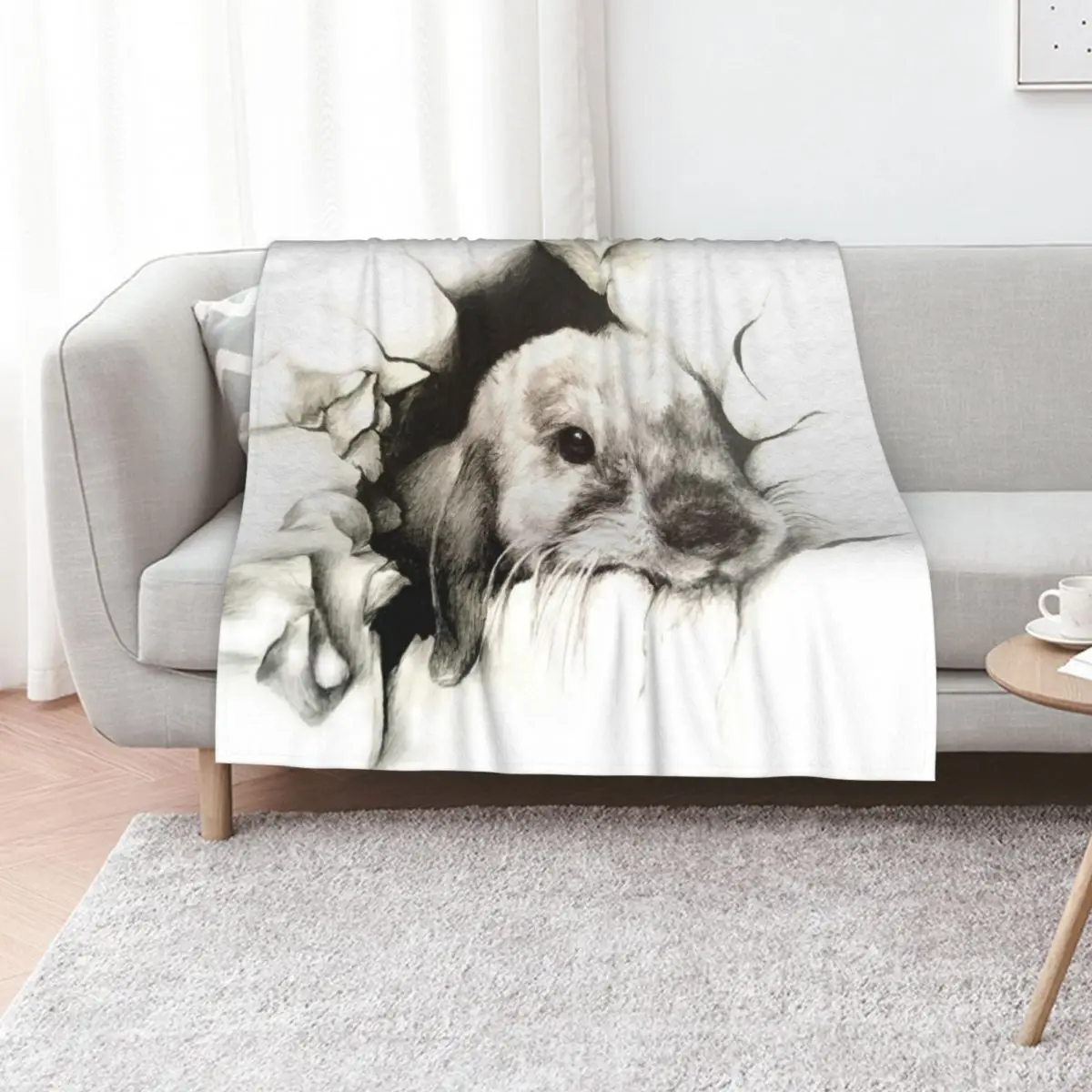 3D rabbit drawing bunny destruction Throw Blanket christmas decoration Winter beds Plush Soft Bed covers Blankets