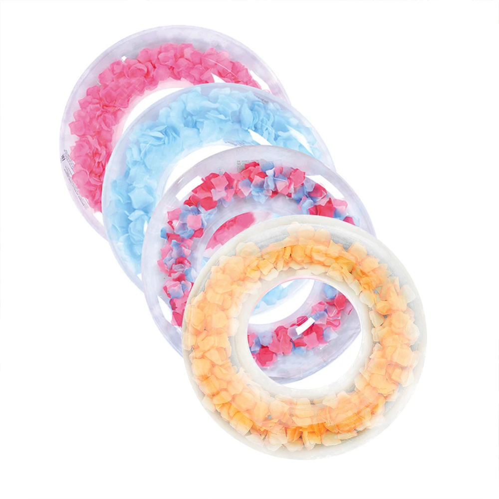 Transparent Petals Colorful Swimming Ring Adult Children Inflatable Pool Beach Tube Giant Float Boy Girl Water Fun Toy Swim Laps