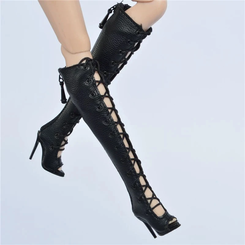 Doll Shoes Parts 1/6 Supermodel Doll Fashion Trend  Personality Lace-up Fishmouth Boots For FR2 NU.FAC MUSES Kissmela Xianxian