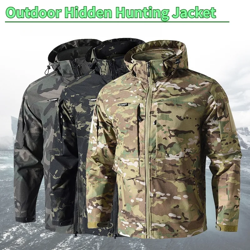 

Men's Camouflage Tactical Jacket Outdoor Hunting Concealed Camouflage Clothing mountain climbing Fishing Hooded Coat