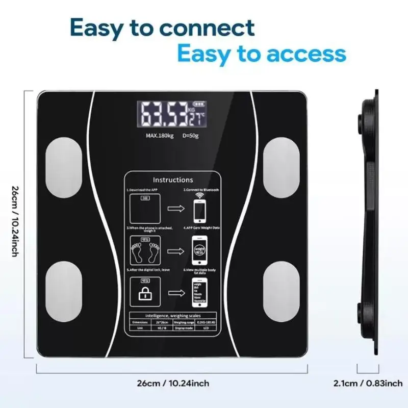 Bluetooth Rechargeable Smart Body Fat Scale Electronic Digital Weight Measuring Balance