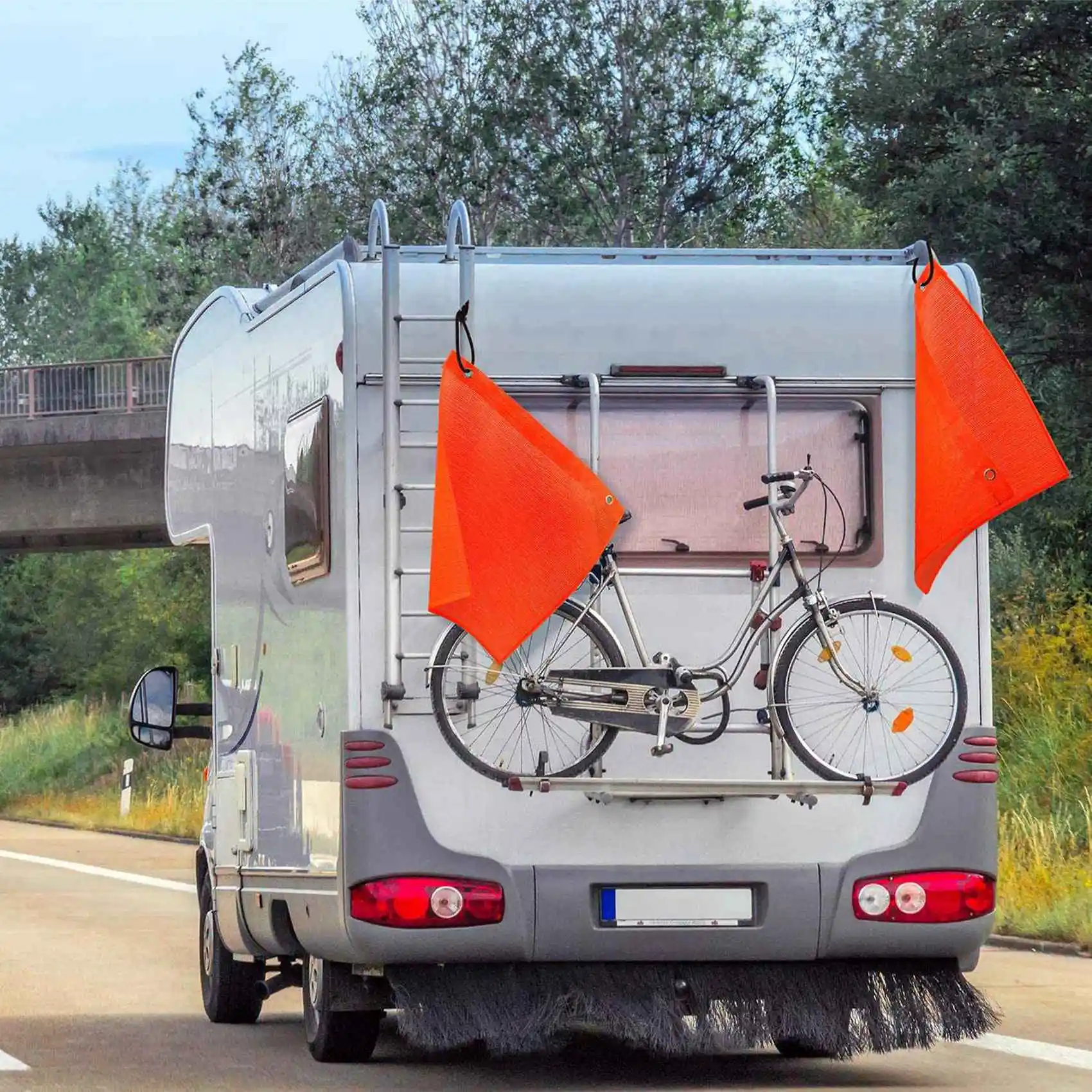 ABSE-8Pcs 18X18 Inch Mesh Safety Flags Orange Warning Flag Bungee Safety Flag Good Visibility Weatherproof Flag With Grommets