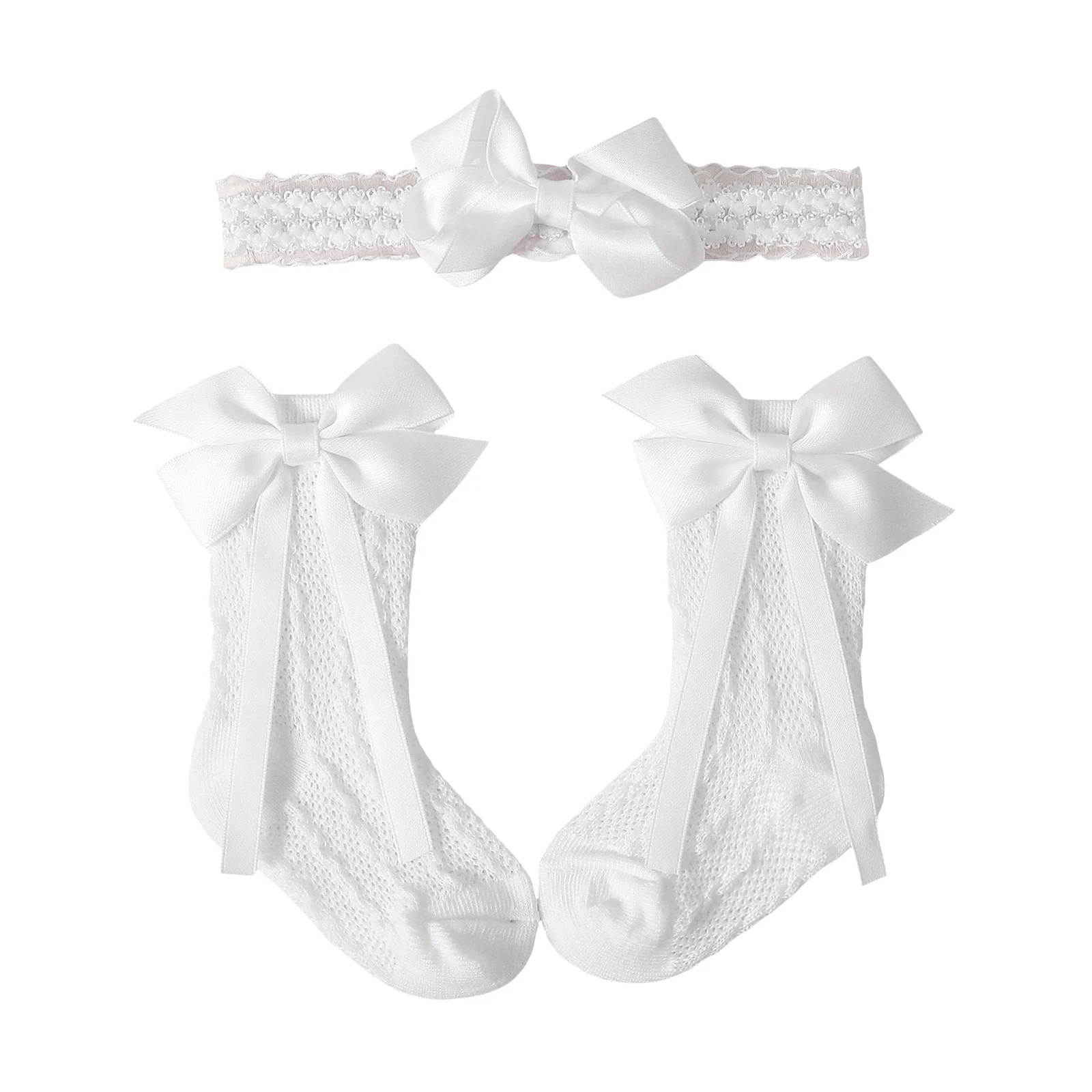 

Гольфы для маленьких девочек с повязкой на голову, вязаные носки принцессы для вечеринки, свадебной фотографии