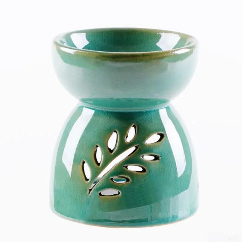 Ice Crack Green Color Porcelain Big Bowl Aroma Burner Essential Oil Furnance Candle Holder Fragrance Censer Home Decor