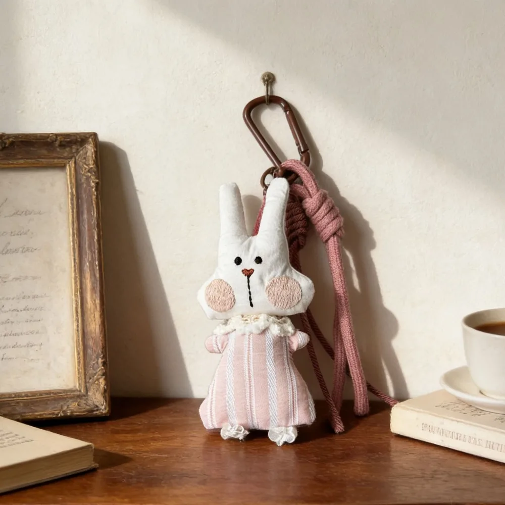Cartoon Cartoon Doll Charm Braided Lanyard Forest-Style Vintage Bag Keychain Handmade Soft Texture Animal Pendant Keyring