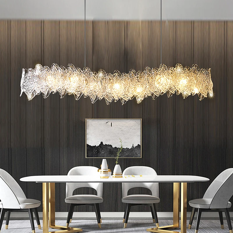 Ice-Leaf Glass Modern Pendant Lights LED Home Luxury Hanging Lamps for Ceiling Romantic Dining Room Decor Lustres Lampara Techo