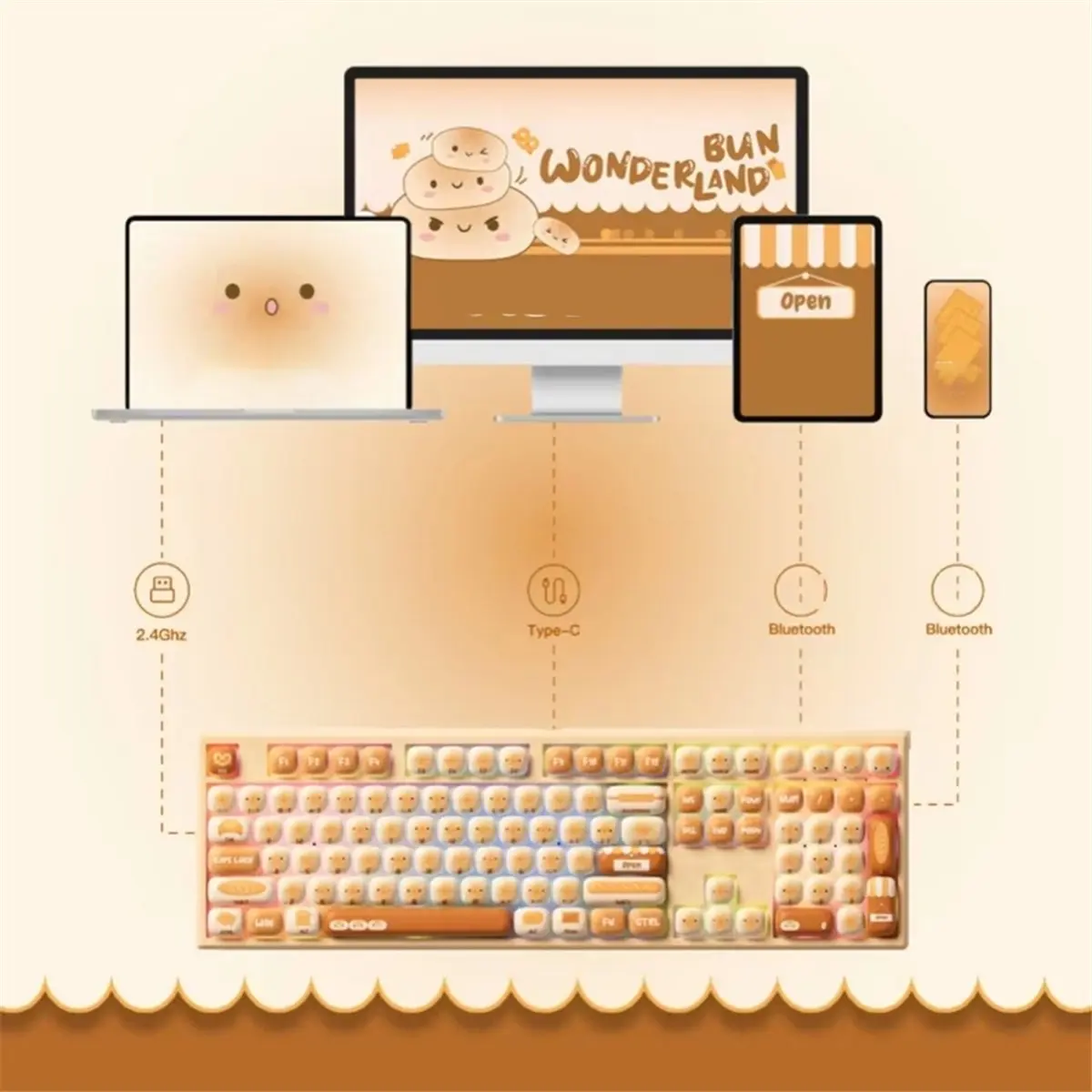 【A19R】MG108B Wireless Mechanical Keyboard MOG Profile RGB 108 Keys Full Size Hot Swap USB / 2.4G / BT 5.0