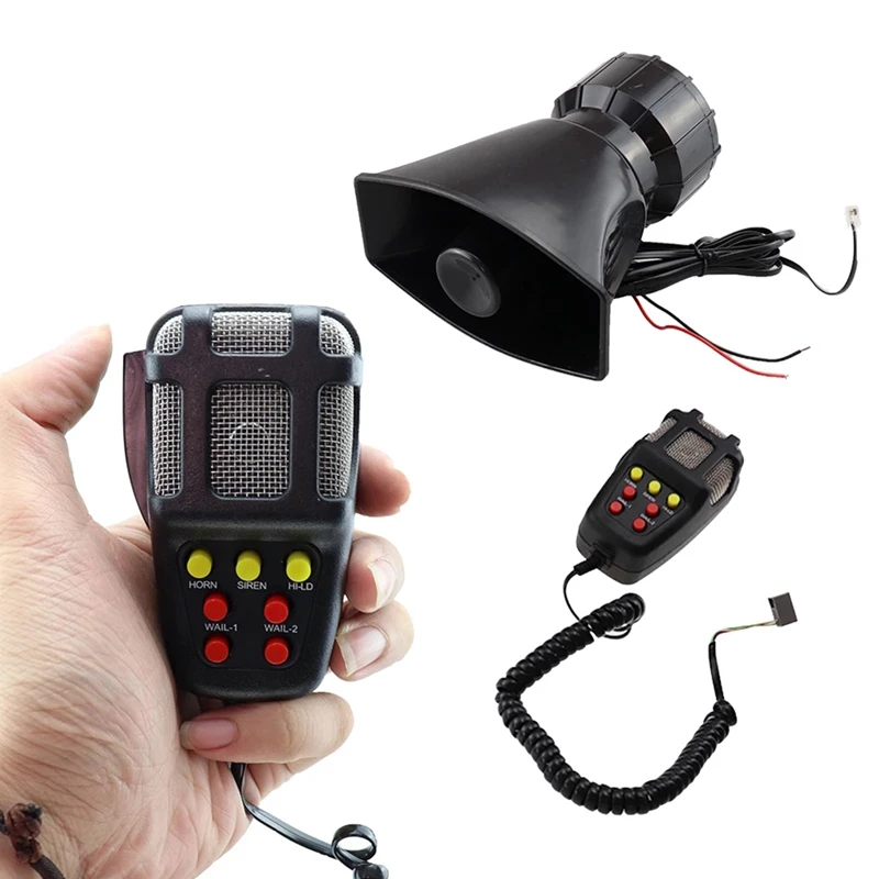 Car Warning Alarm Truck 7-Sound Loud Alarm Loudspeaker 12V Siren Air Horn Megaphone Police Firemen Car Horn 110DB