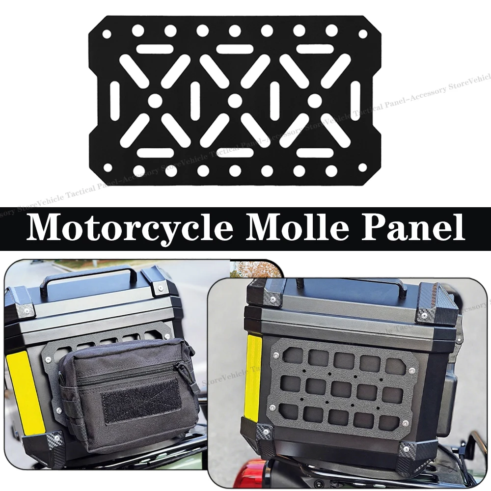 

1PCS Motorcycle Top Case Molle Panel Stainless Stee Tactical Storage Box Universal Side Box Modular Organizer Quick-Mounting