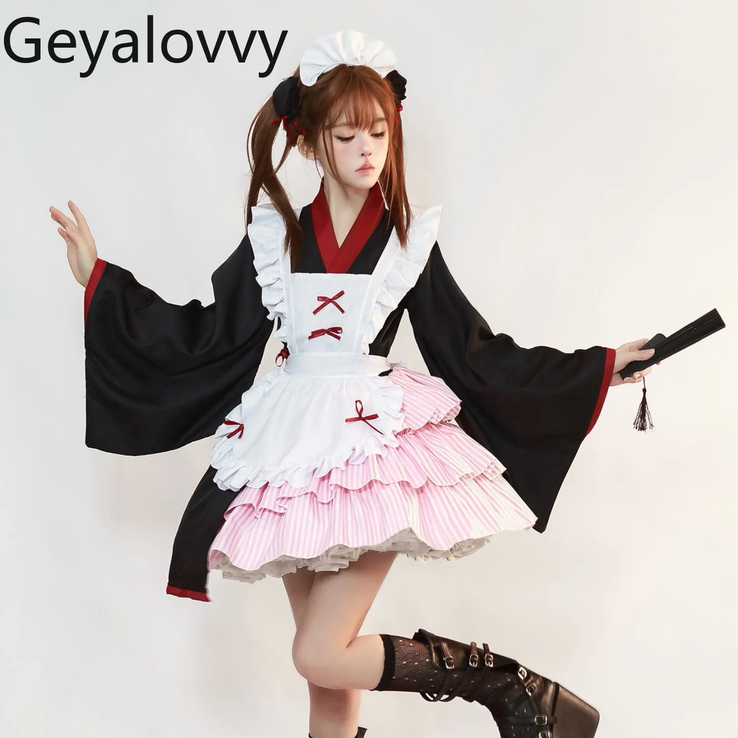 

Original Japanese Style Maid Outfit 2026 New Sweet Cute Girls Anime Cosplay Set Lolita Long Sleeve Top and Skirt Apron Suit