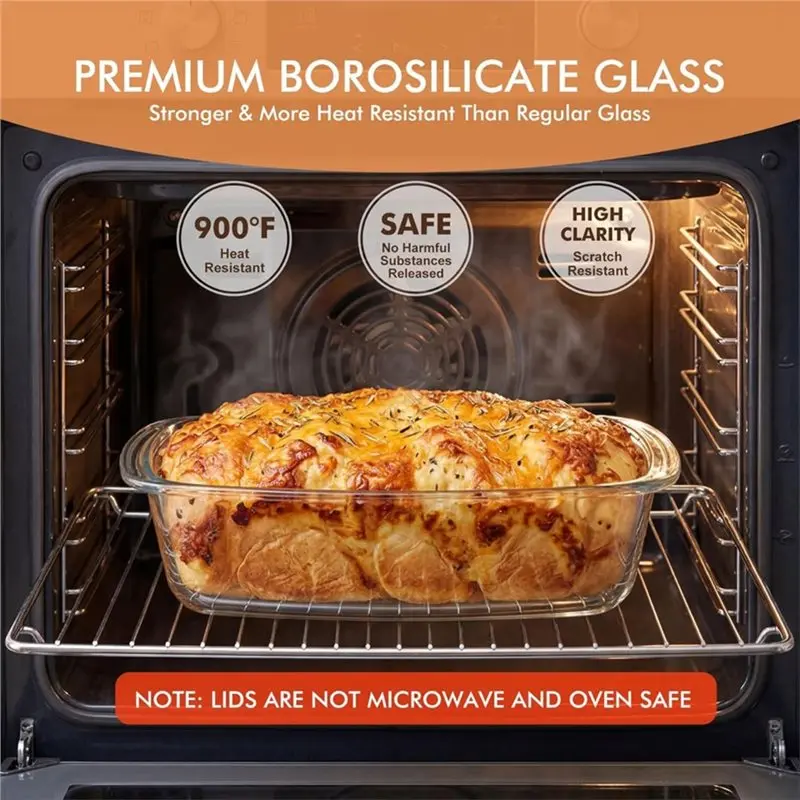 AA77 Glass Loaf Pan 7.6 Cups/1800 ML/1.9 Qt-For Food Storage Containers, 2-Pack LARGE Size Microwave And Oven Safe