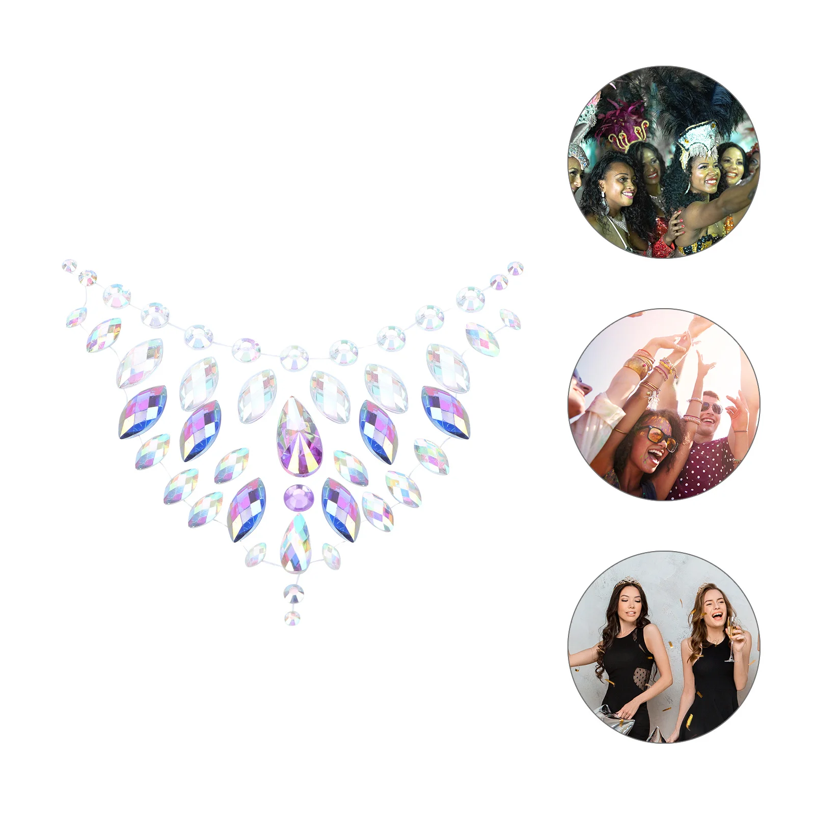 

1Set Body Rhinestones Stickers Chic Design Festival Party Women Chest Decal Decoration Makeup Accessory Carnival Dance Event