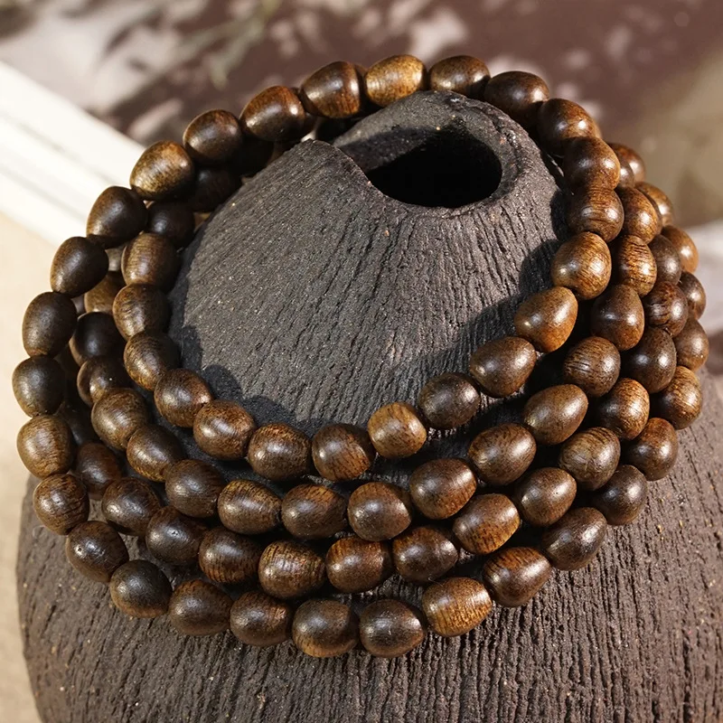 Brunei Old Material Agarwood Drop Bead Neckwear Bracelet Unshaped Scented Beaded String for Men Women Couples Gifts