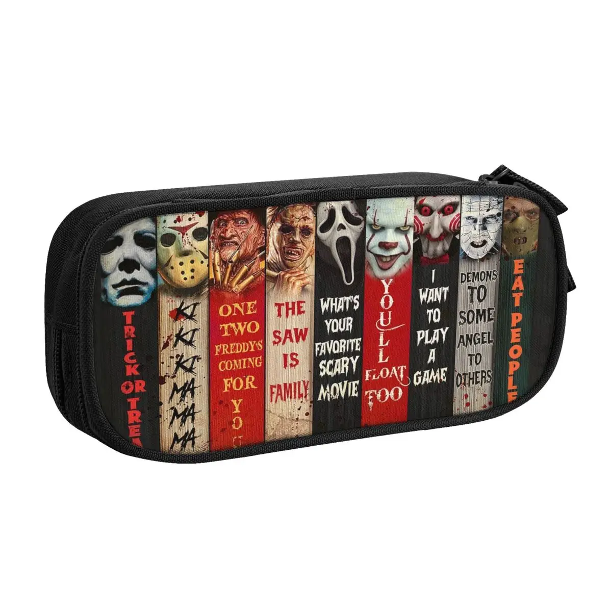 Custom Cute Halloween Horror Movie Character Pencil Cases for Boys Gilrs Large Capacity Pen Box Bag Stationery