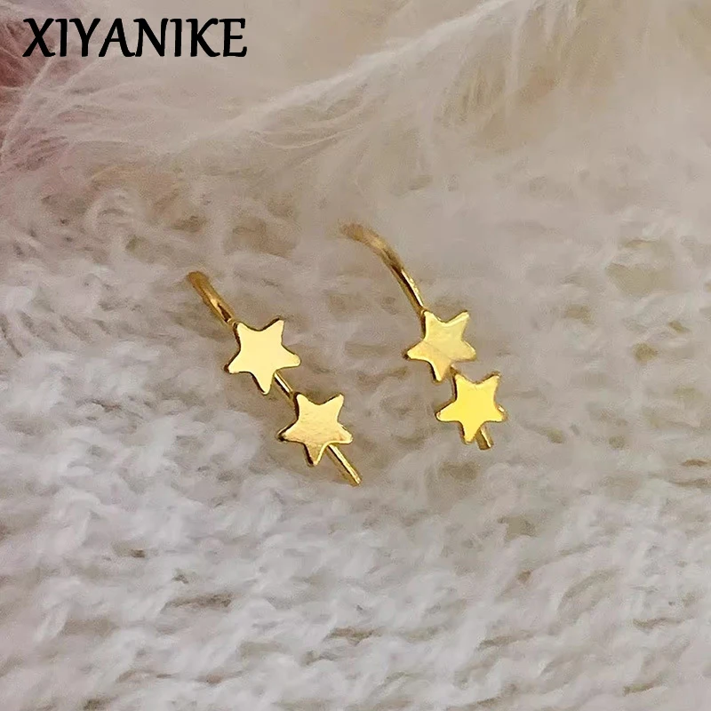 

XIYANIKE Cute Sweet Star Ear Stud Piercing Earrings For Women Girl Elegant Fashion New Jewelry Gift Party Daily Beach Vacation