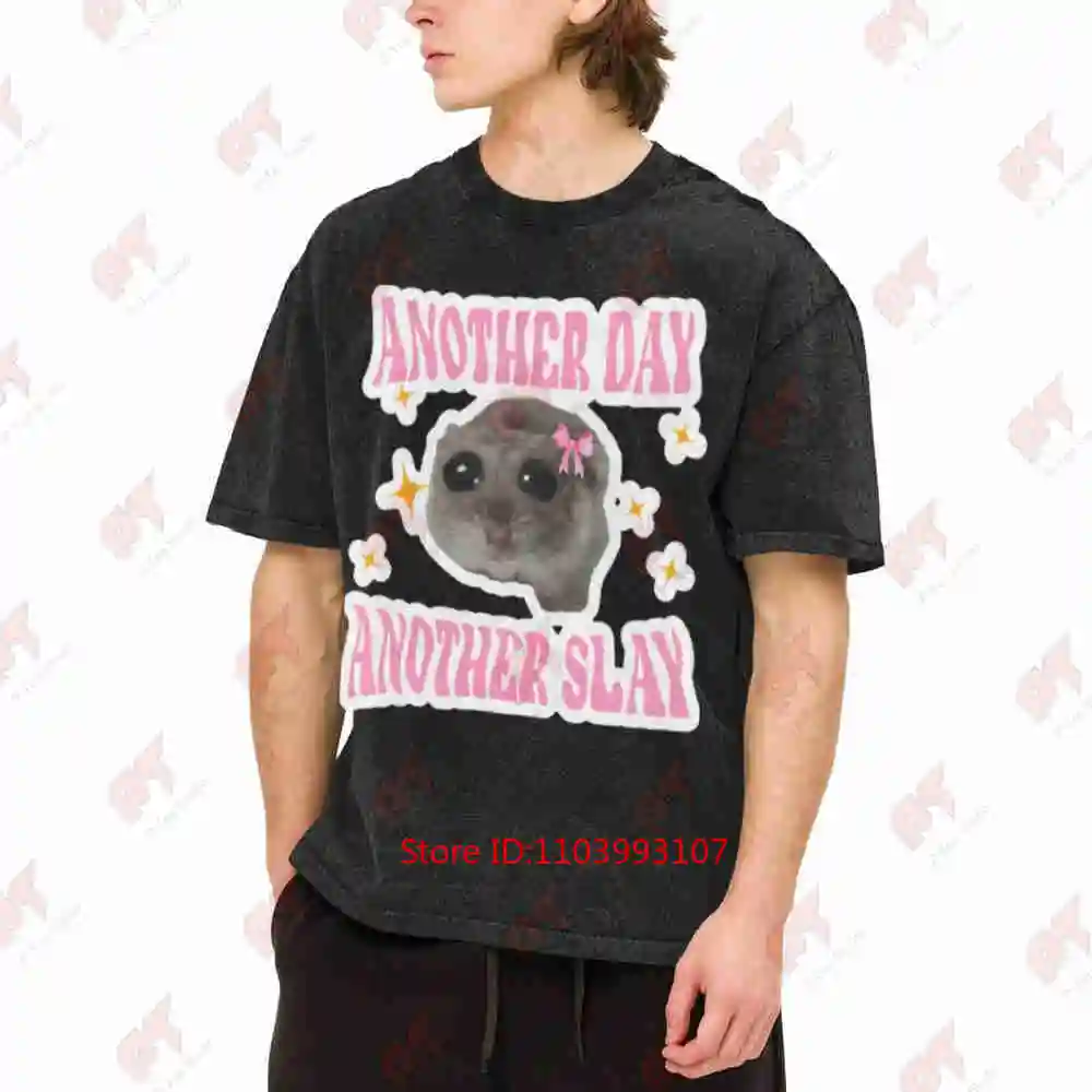 Sad Hamster Meme Trending Cute Vintage Washed Tee Pure Cotton T-Shirt