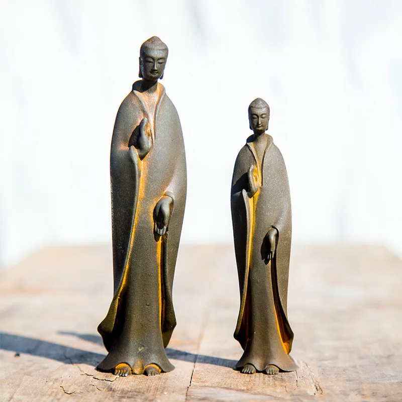 Zen Buddha Statue Handcrafted Wei Dynasty Style Cast Iron Imitation Desktop Sculpture Chinese