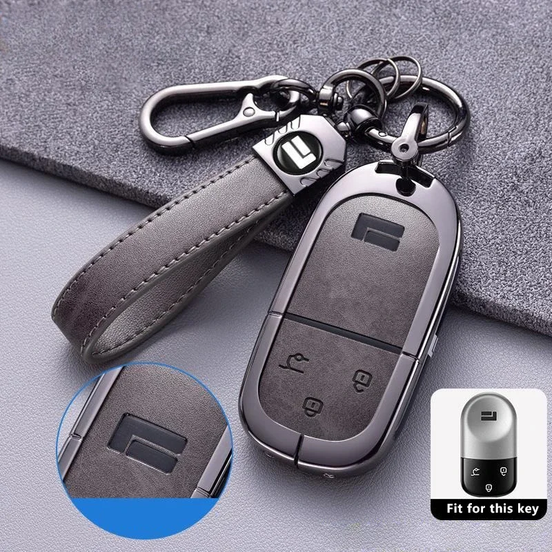 

Zinc Alloy Leather Key Fob For BAIC JISHI Polestone 01 Polestones Remote Cover Case Shell Keychain Ring Holder Fob Accessories