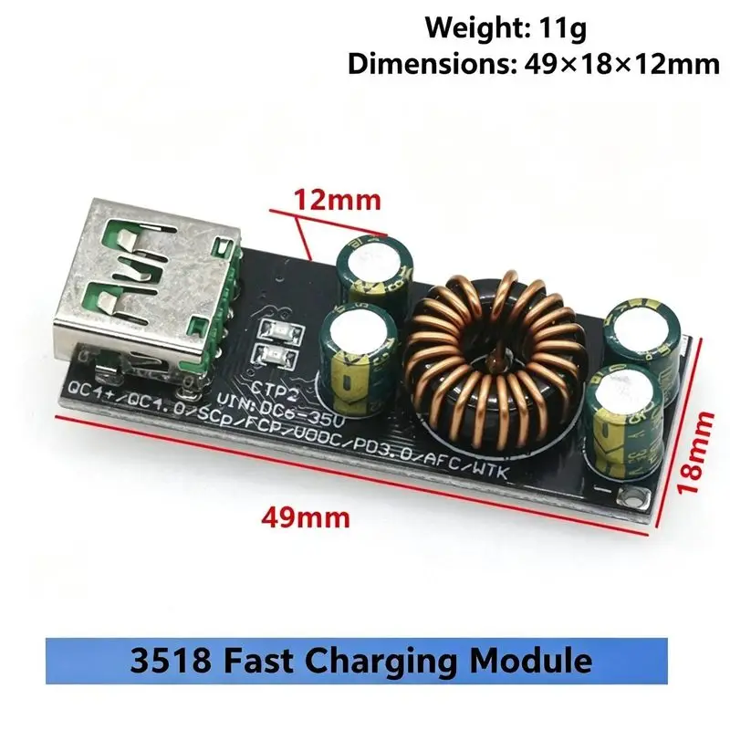 QC4.0 QC3.0 USB Type-C Mobile Phone Quick Charge Adapter 6 -35V Step Down Buck Boost Module for Huawei SCP/FCP Apple PD Qualcomm