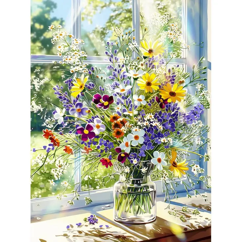 GATYZTORY Vase Malen nach Zahlen, ungerahmt, DIY-Bastelsets, Landschaft, abstrakt, Heimdekoration, Geschenk, Zeichnen nach Zahlen