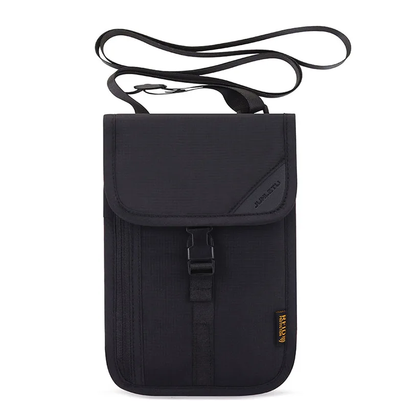 Cartera antirrobo multifunción RFID para hombre y mujer, bolsa de viaje oculta para el cuello, funda para pasaporte, portatarjetas de identificación