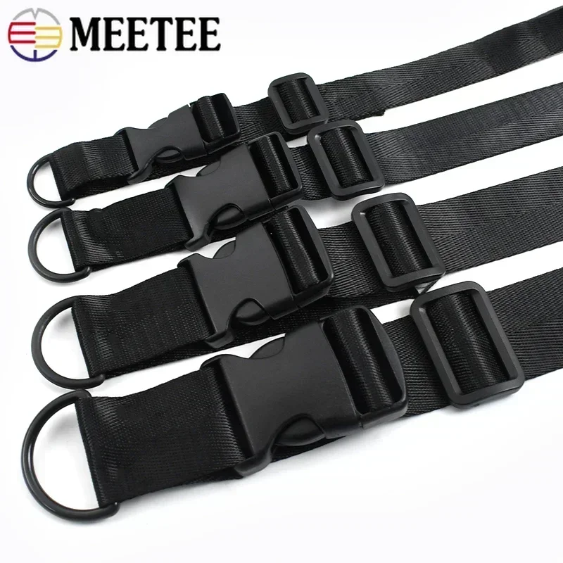 20-38mm Bag Strap Repair Combination Plastic Buckles Black Nylon Webbing Release Buckle Slider Clip D Ring Hook for Dog Collar