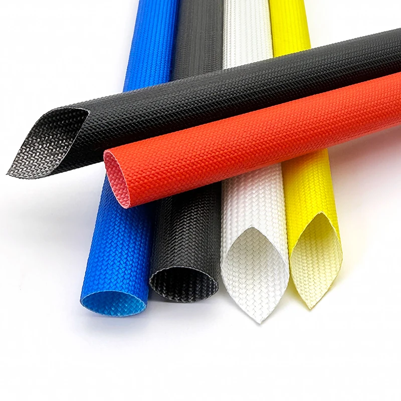 2/5/10M Fiberglass Tube ID 1 ~ 20mm Silicone Resin Braided Wire Sleeve Flame Resistant Fiber Glass Insulate Cable Pipe Protect