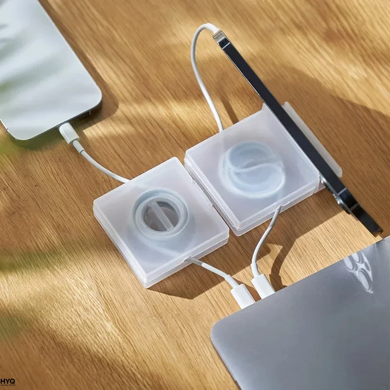Portable Transparent Cable Organizer Cord Management Usb Cable Winder Retractable Phone Holder Charger Wire Storage Protector