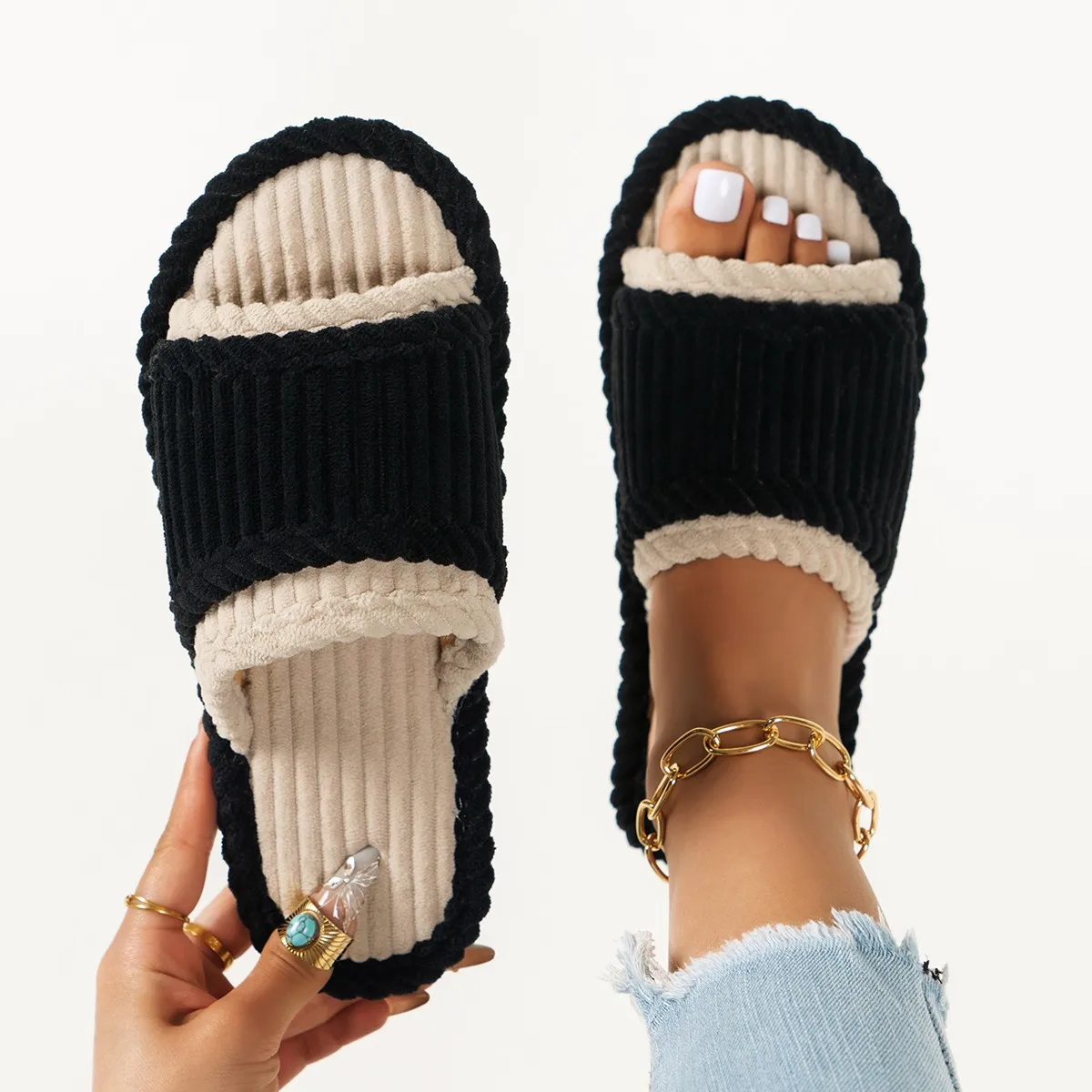 

2024 Winter Solid Linen Slippers 36-43size Women Home Slippers Household Cotton Non Slip Thick Mute Shoes Couple Indoor Slipper