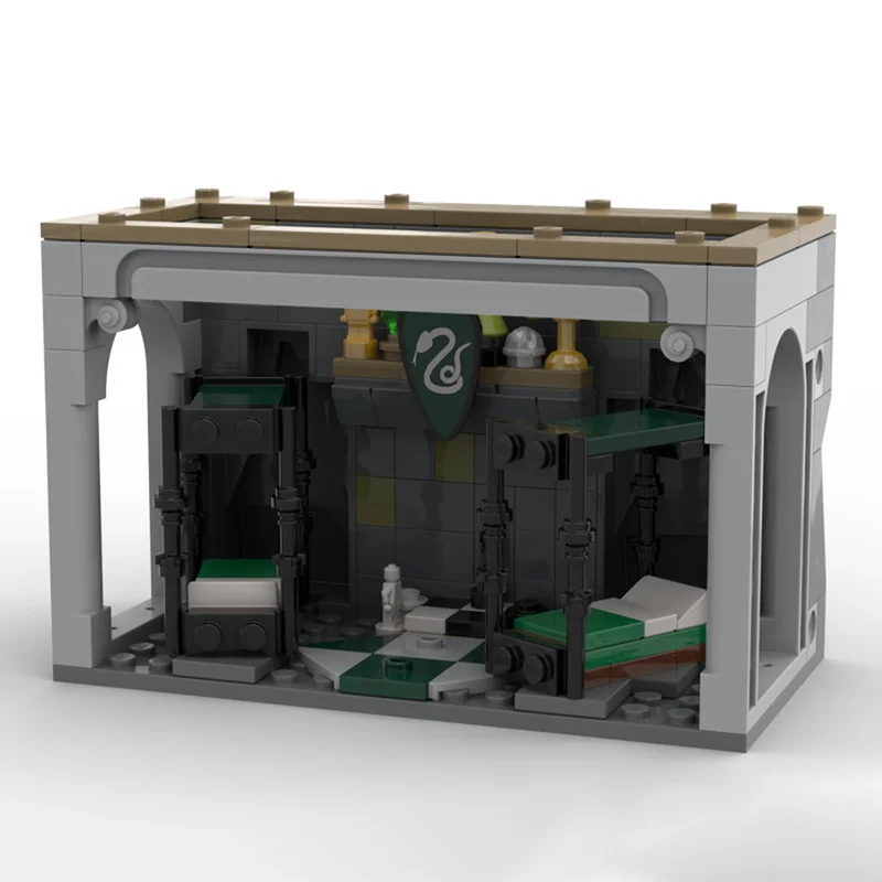 MOC Kamer van vereiste Architectuur Kantoor Dorm Modulair kasteel - Huis Keuken Bibliotheek Model Bouwstenen Collectie Speelgoed