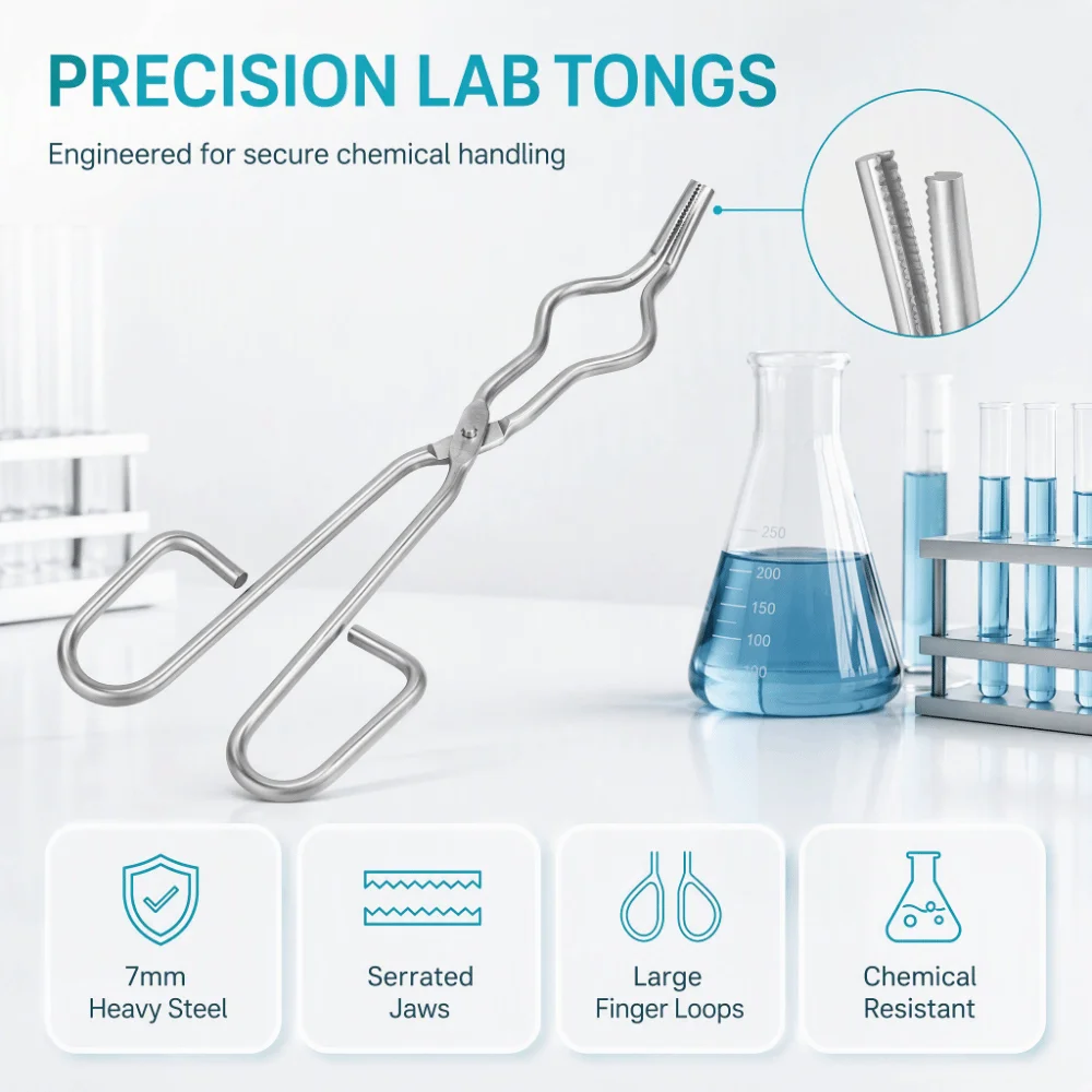 Durable Stainless Steel Crucible Tongs 24cm Professional Forceps Clamp Holder Pliers Laboratory