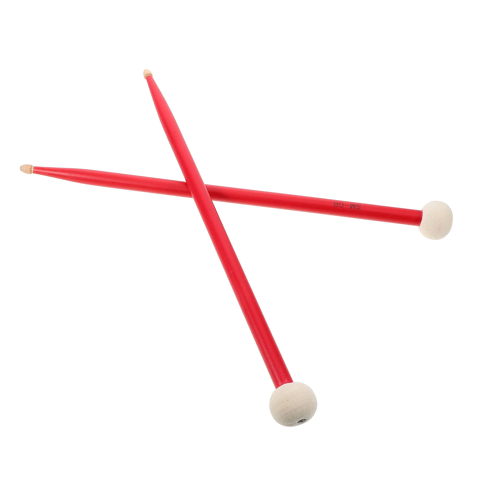 

1 Pair Maple Wood Drumsticks Felt Heads Double-Ended Timpani Snare Percussion Mallets Blue Dual-Head Design Performance