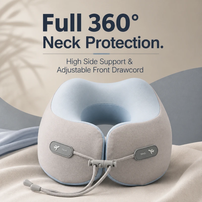 Portable Memory Foam U Pillow for Travel Neck Support Plane Sleeping Cervical Care