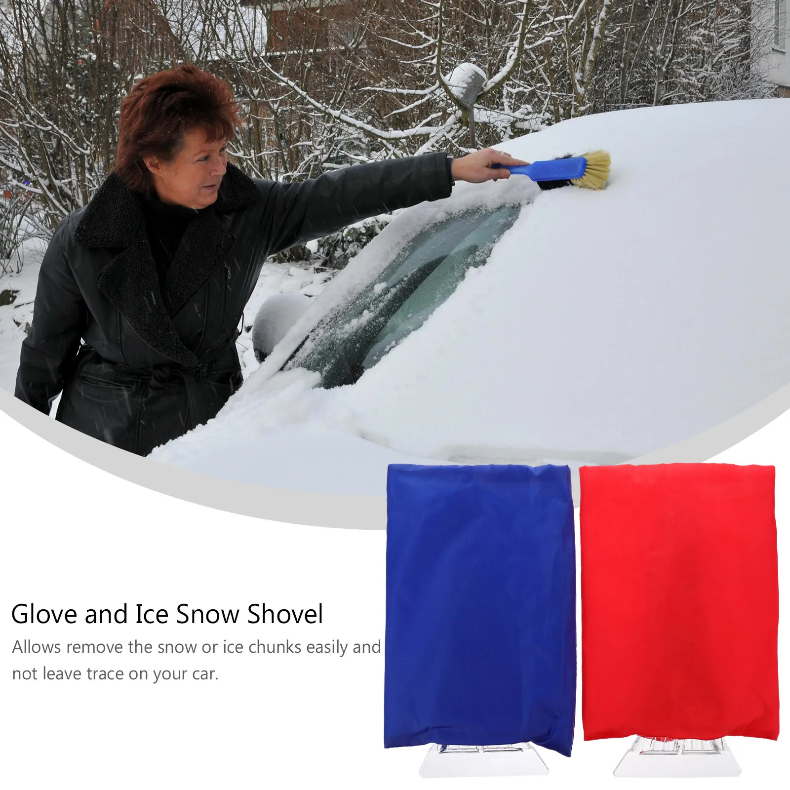 

2Pcs Hand Gloves Snow Scraper Waterproof Warm Car Ice Removal Shovels Winter Cleaning Tool Glove and Ice Snow Shovel