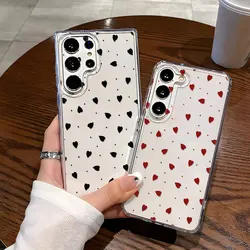 Love Heart Phone Case For Samsung Galaxy S25 Ultra Funda S24 Plus S23 S22 S21 S20 FE Transparent Shockproof Soft TPU Cover Coque
