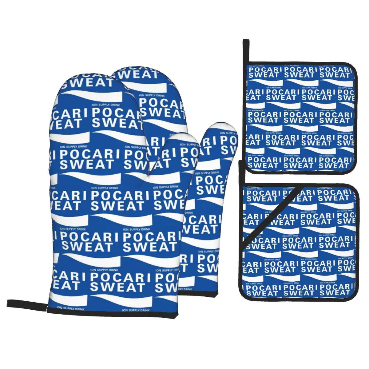 Just Some Pocari Sweat Merch Oven Mitts and Pot Holder Sets of 4 for Baking Kitchen Cooking BBQ Resistant Non-Slip Gloves