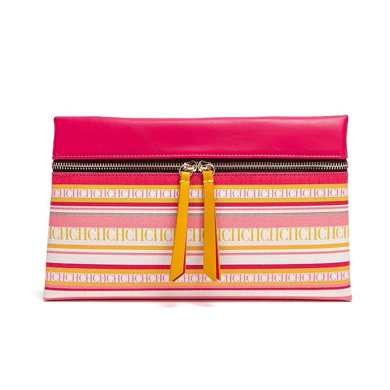

Printed Color Compact Elegant High Brand Women's Bag Letter Zipper Bag Exquisite Fashion Atmospheric Stripe Fashion Women's Bag