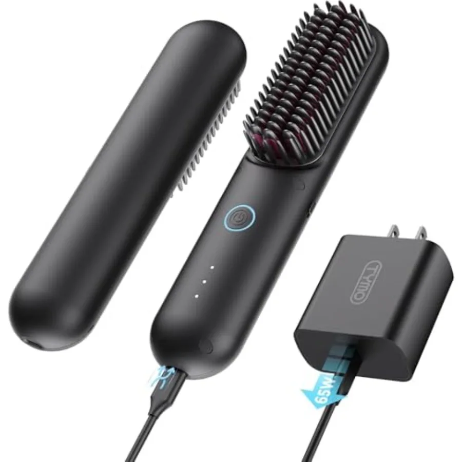 

Cordless Hair Straightener Brush - Porta PRO Portable Straightening Brush for Travel Mini Ionic Hot Comb Straightener for Women