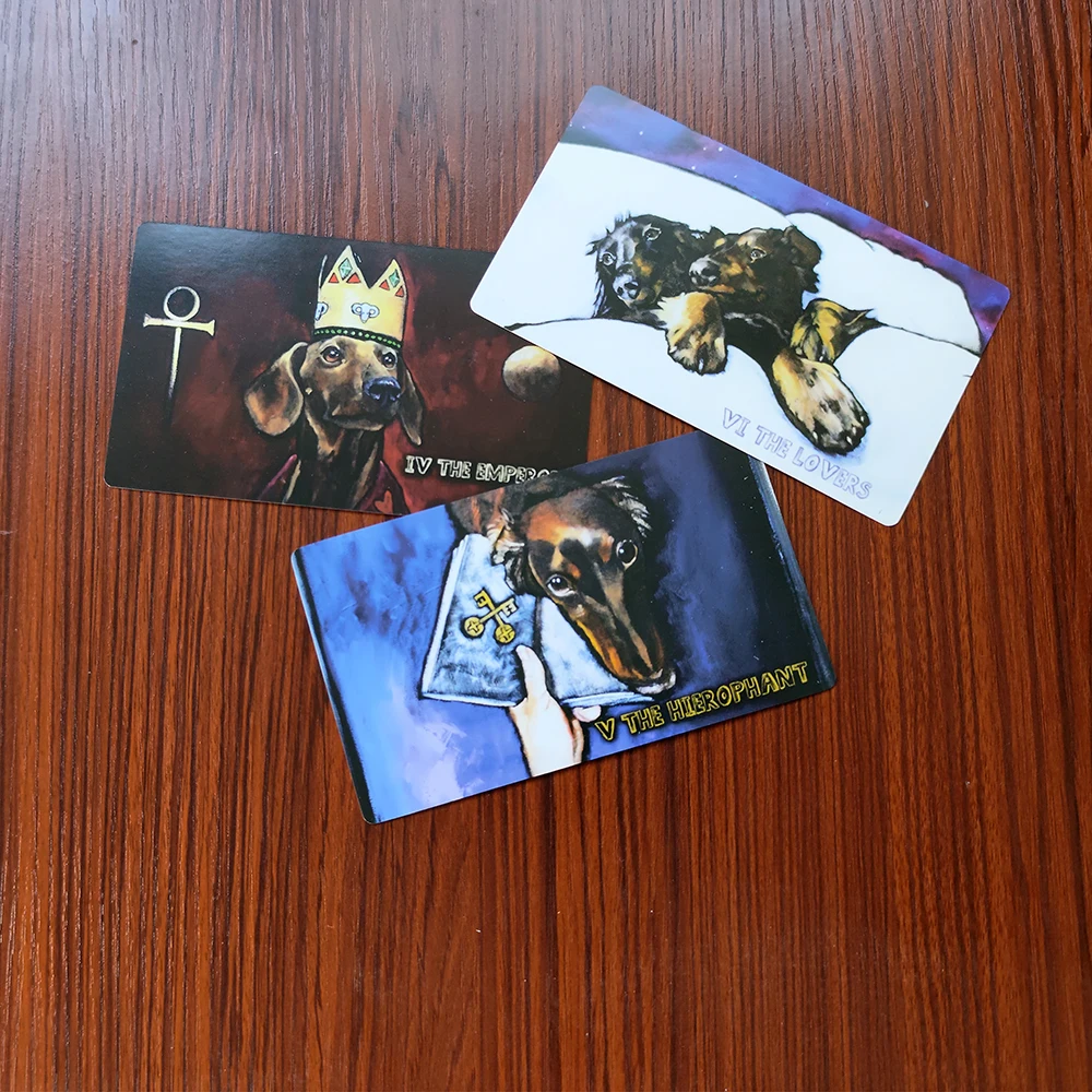 12x7cm Low Rider Dachshund Divination Tarot 78-card deck for Beginners with Guide Book