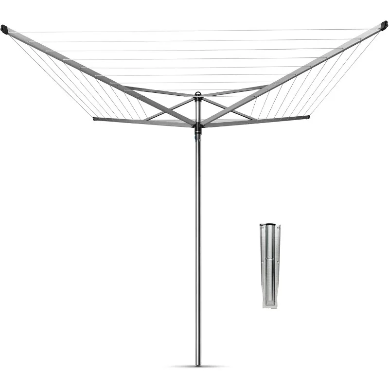 

Topspinner Outdoor 4 Arm Spinning Clothesline (164 ft/Ø 1.8") Rotating, Folding Clothes Drying Rack + Ground Spike