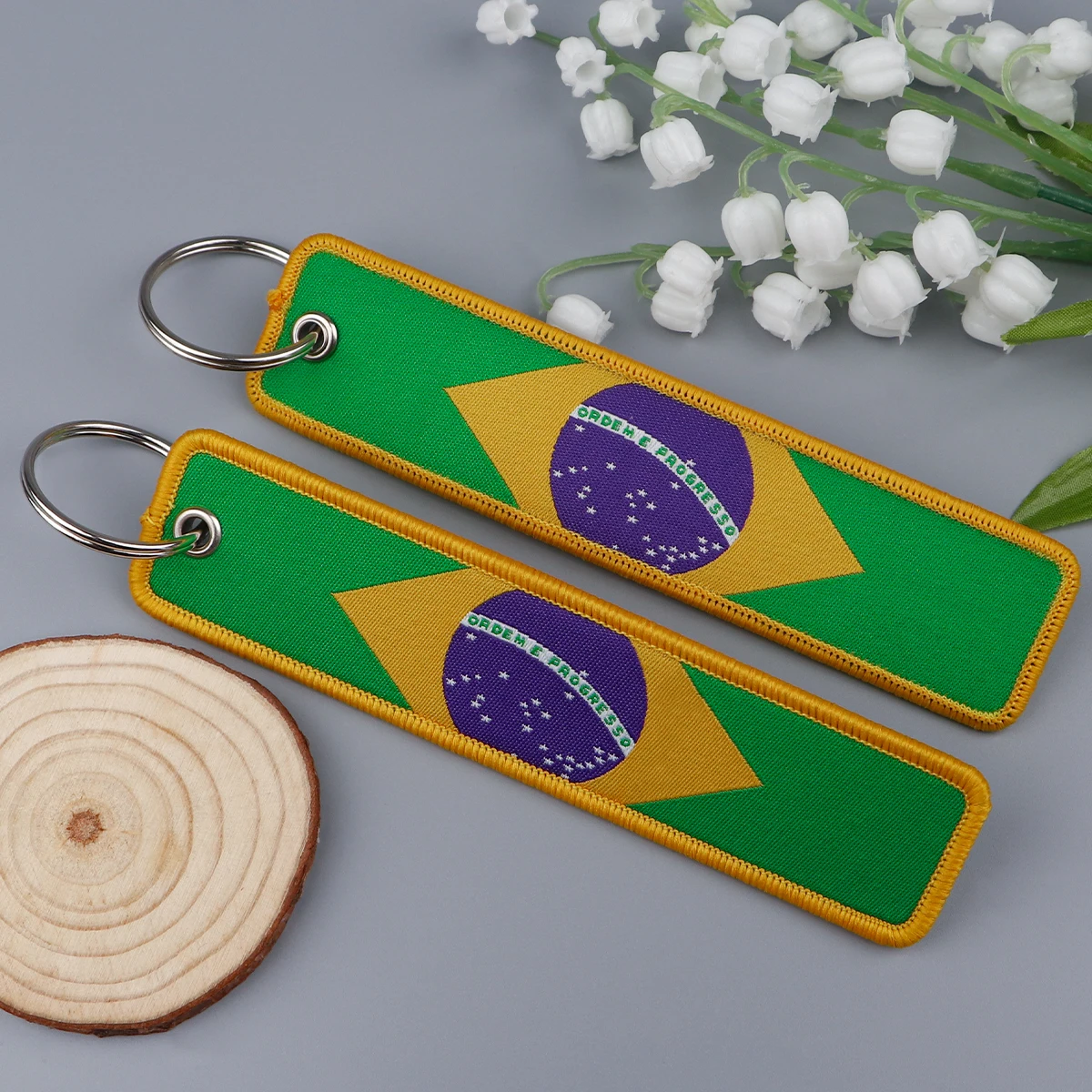 National Flags Embroidery Key Fobs Brazil France Japan Flag Key Tags Keychain For Motorcycles Cars Key Ring Accessories Chaveiro