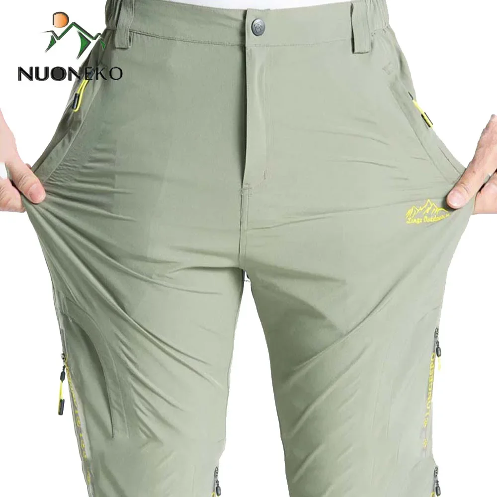 NUONEKO Stretch Hiking Pants Men Summer Quick Dry Outdoor Mountain Climbing Fishing Trekking Trousers