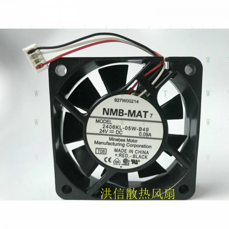 

H 1 PCS NMB Fan 2406KL-05W-B49 DC24V 0.09A 6015 6CM 3 Wire