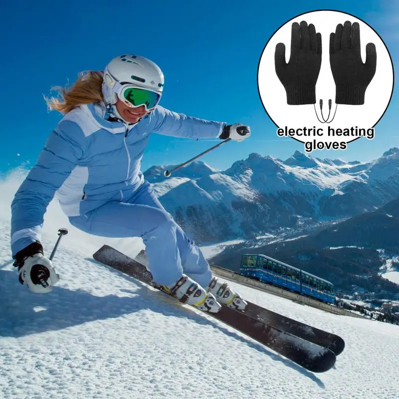 USB Heated Gloves 1 Pair 5V Soft Knitted Thermal Gloves Multifunctional Heated Ski Gloves USB Rechargeable Hand Warming Gloves