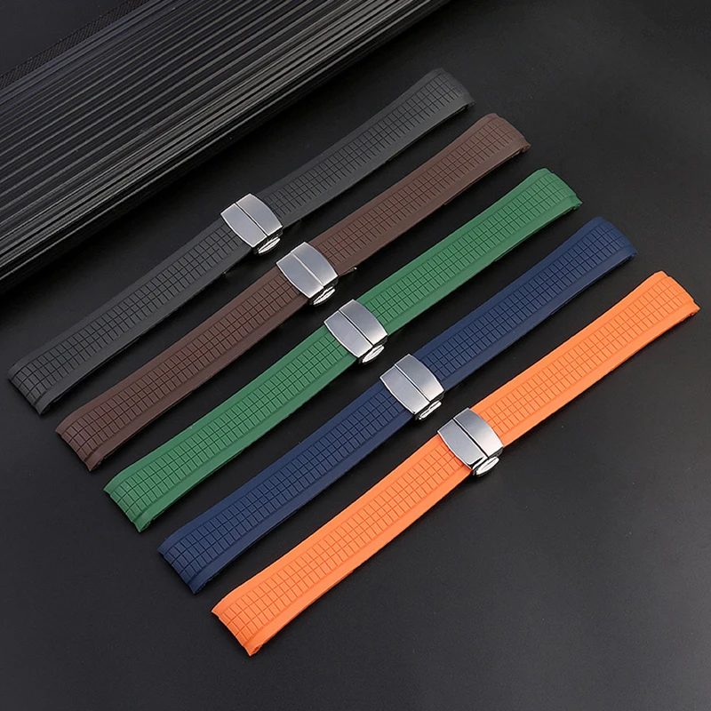 

21mm Black Red Green silicone Rubber Watchband For Patek strap for P Pseries 5164a 5167a Watch band Spring bar