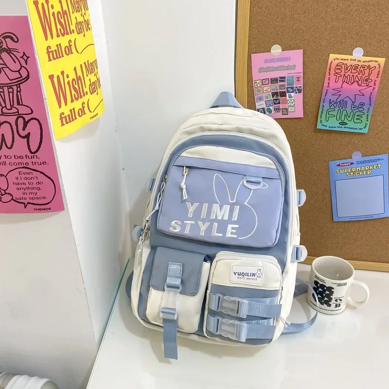 Mochila escolar con cremallera para niñas, mochila escolar ultraligera de gran capacidad para estudiantes jóvenes, nueva mochila de viaje